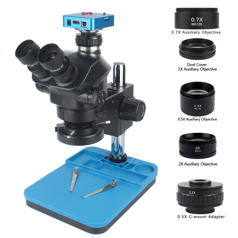 Simul-Focal Industrial Microscope 4K Hdmi - Microscopio Trinoculare Simul-Focale 50X 100X con