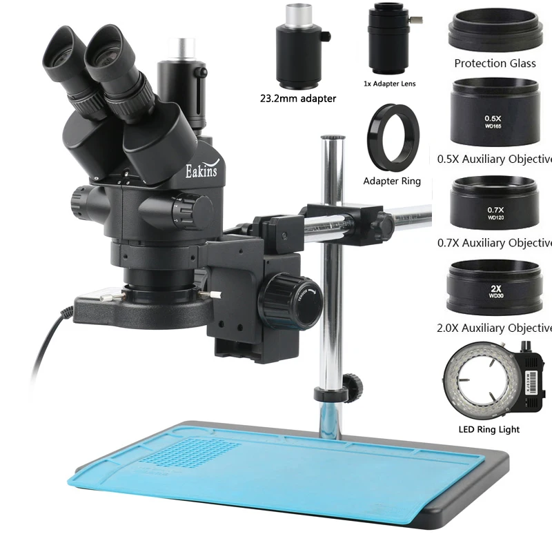 Trinocular Stereo Microscope 7X-45X - Set Microscopio Trinoculare Industriale da Laboratorio