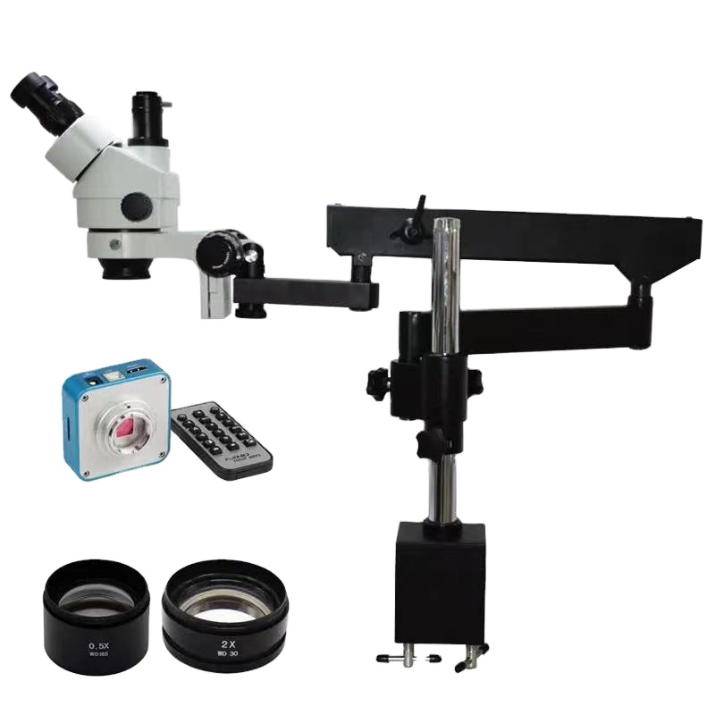 Articulating Arm Boom Stand Microscope - Microscopio stereo trinoculare con braccio articolato