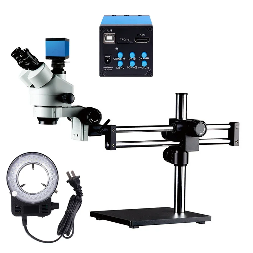 Trinocular Stereo Microscope 7X-45X - Microscopio stereo trinoculare 7X-45X con base
