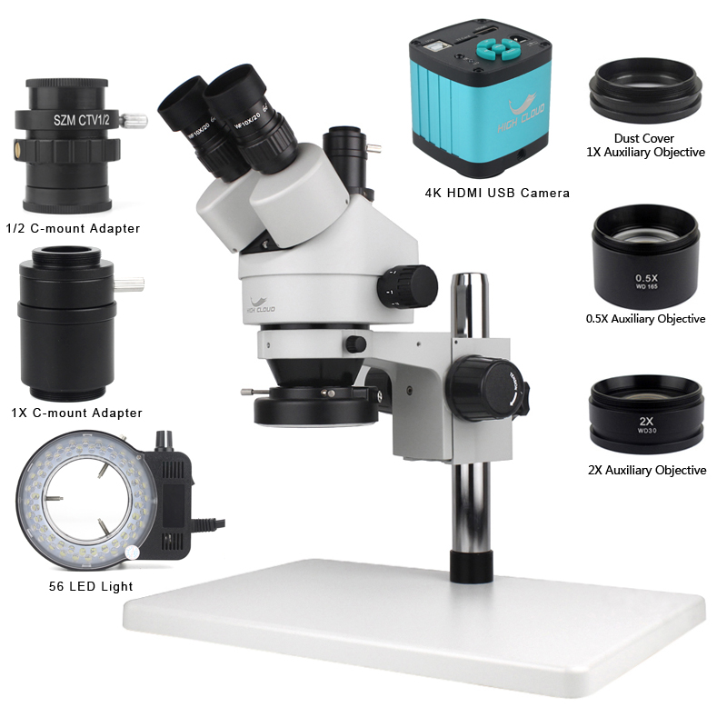 Simul-Focal Industrial Microscope 4K Hdmi - Telefono PCB Saldatura Laboratorio di Riparazione