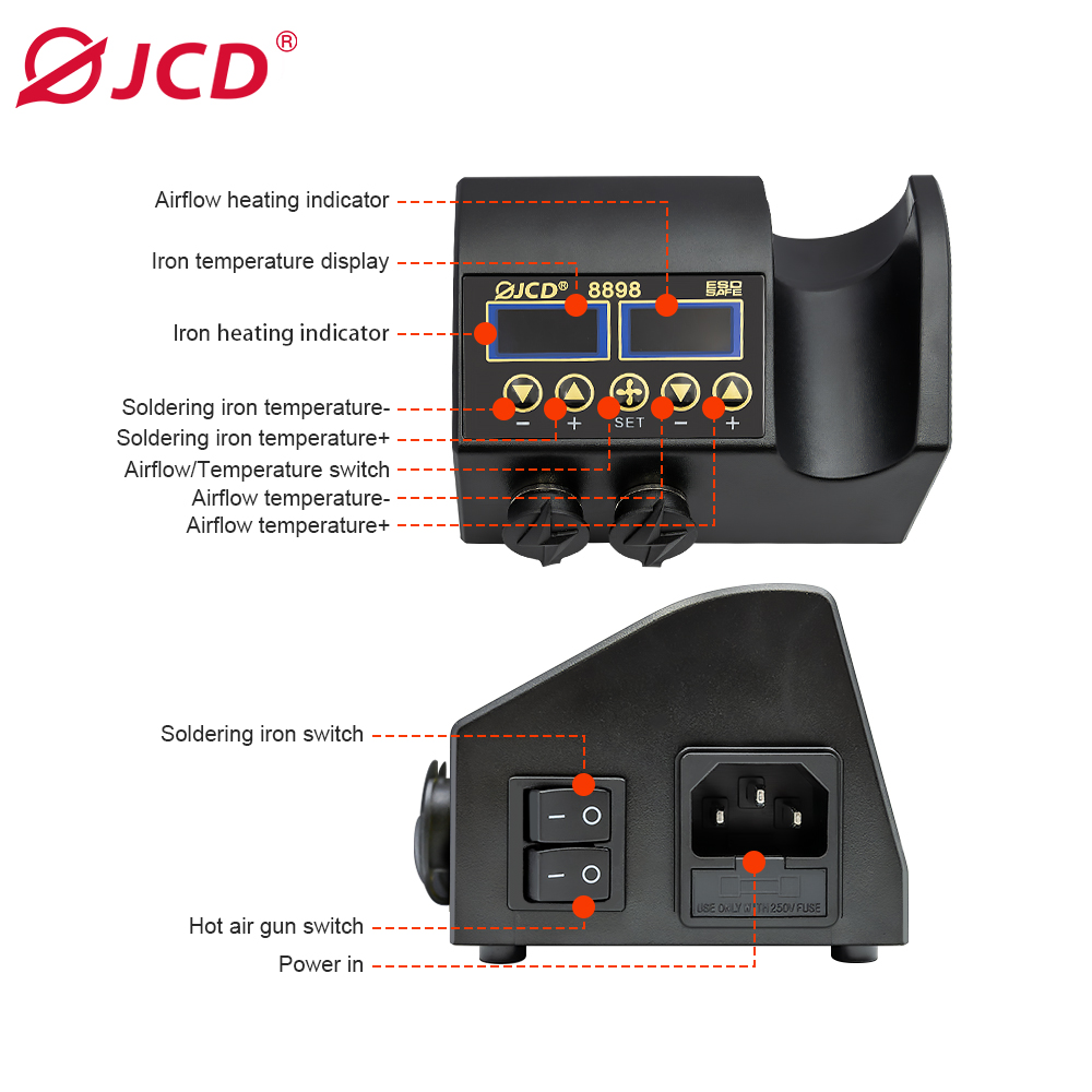 Stazione di Saldatura JCD 8898 - 2 In 1 Soldering Rework Station 750W recensione e prezzo