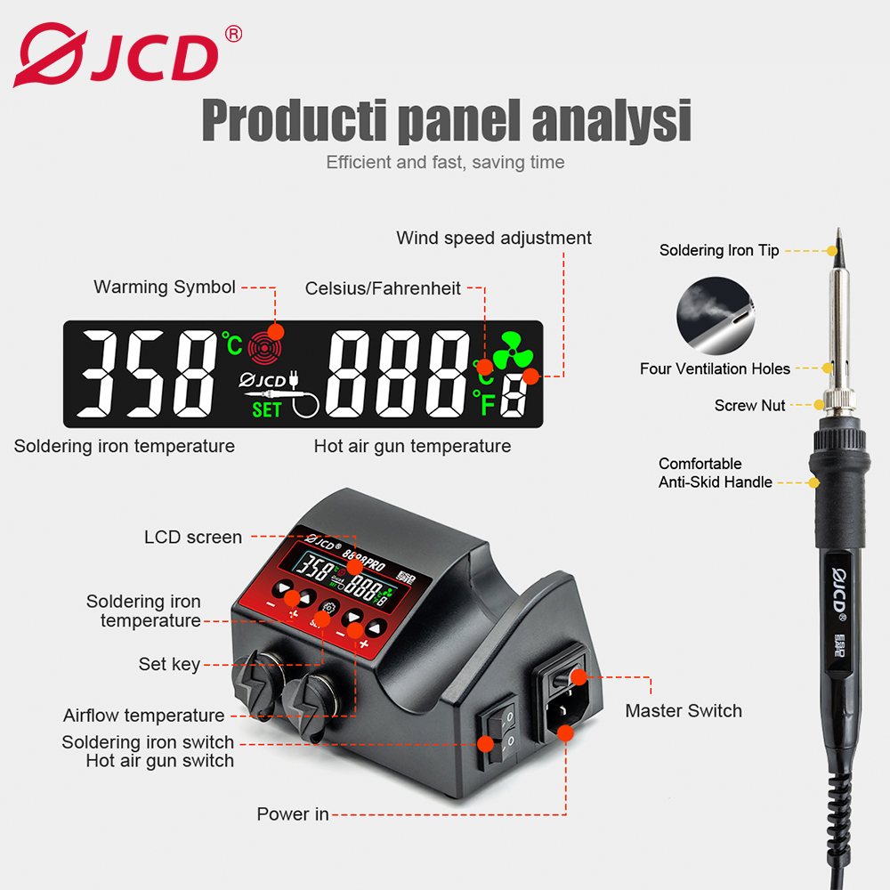 JCD 8898Pro Stazione di saldat - 2 In 1 Soldering Rework Station 750W recensione e prezzo
